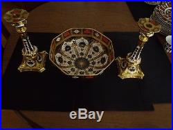 Royal Crown Derby Old Imari Pair Of Candlesticks