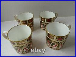 Royal Crown Derby Old Imari Pattern Demitasse Hot Chocolate Cups Saucer Set of 8