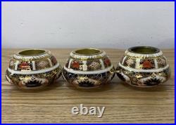 Royal Crown Derby Old Imari Salad Plate Set of 3 & Three candle holders