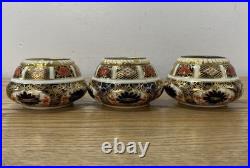 Royal Crown Derby Old Imari Salad Plate Set of 3 & Three candle holders