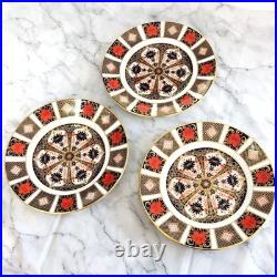 Royal Crown Derby Old Imari Salad Plate Set of 3 & Three candle holders