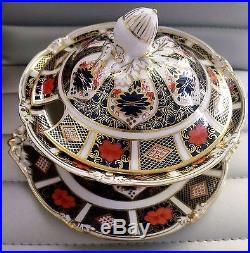 Royal Crown Derby Old Imari Sauce Boat, Lid & Underplate #1128 RARE