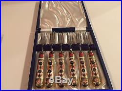 Royal Crown Derby Old Imari Set of 6 Pastry Forks with Box