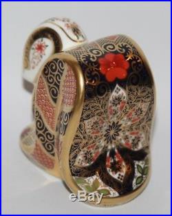 Royal Crown Derby Old Imari Snake Paperweight Box/Gold Stopper vgc