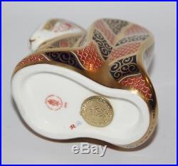 Royal Crown Derby Old Imari Snake Paperweight Box/Gold Stopper vgc
