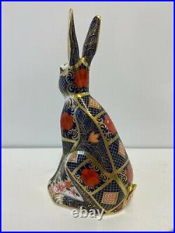 Royal Crown Derby Old Imari Solid Gold Band Hare Paperweight