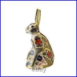 Royal Crown Derby Old Imari Solid Gold Band Hare Paperweight New 1st Quality