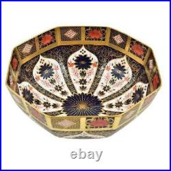 Royal Crown Derby Old Imari Solid Gold Band Large Octagonal Bowl 2nd Quality