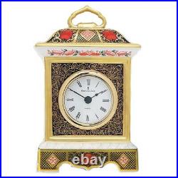 Royal Crown Derby Old Imari Solid Gold Band Mantel Clock