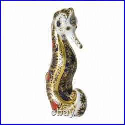 Royal Crown Derby Old Imari Solid Gold Band Seahorse Paperweight 2nd Quality