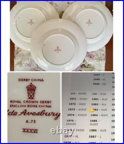 Royal Crown Derby Olde Aves Dinner Plates 27cm Set of 6 Vintage 1973