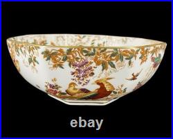 Royal Crown Derby Olde Avesbury Bone China Bowl Colorful Bird Floral Gold Trim