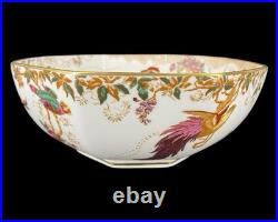 Royal Crown Derby Olde Avesbury Bone China Bowl Colorful Bird Floral Gold Trim