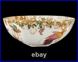 Royal Crown Derby Olde Avesbury Bone China Bowl Colorful Bird Floral Gold Trim
