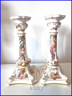 Royal Crown Derby Olde Avesbury Candlestick Pair A. 73 Bone China 10.5