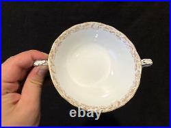 Royal Crown Derby Olde Avesbury Cream Soup Bowl and Saucer Handle Circa 1940