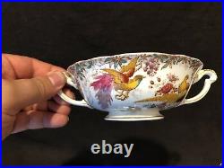 Royal Crown Derby Olde Avesbury Cream Soup Bowl and Saucer Handle Circa 1940