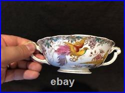 Royal Crown Derby Olde Avesbury Cream Soup Bowl and Saucer Handle Circa 1940