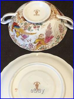 Royal Crown Derby Olde Avesbury Cream Soup Bowl and Saucer Handle Circa 1940