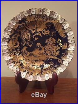 Royal Crown Derby PARADISE COBALT BLUE BIRDS Luncheon Cabinet Plate A1290