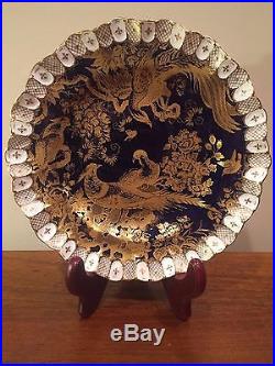 Royal Crown Derby PARADISE COBALT BLUE BIRDS Luncheon Cabinet Plate A1290