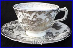 Royal Crown Derby PLATINUM AVES Footed Cup & Saucer Bone China A+ CONDITION