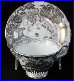 Royal Crown Derby PLATINUM AVES Footed Cup & Saucer Bone China A+ CONDITION
