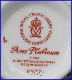 Royal Crown Derby PLATINUM AVES Footed Cup & Saucer Bone China A+ CONDITION