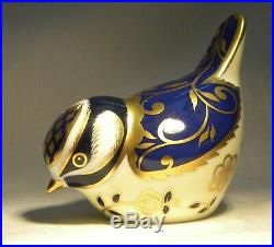 Royal Crown Derby Paperweight Bird Wye Blue Tit Gold Stopper Mib