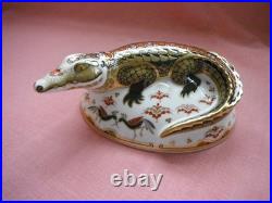 Royal Crown Derby Paperweight-CROCODILE-with Gold Stopper & RCD Box