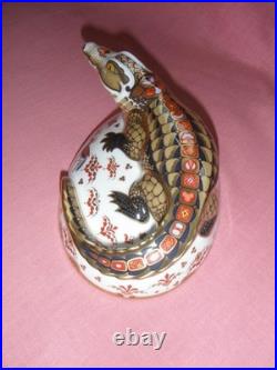 Royal Crown Derby Paperweight-CROCODILE-with Gold Stopper & RCD Box