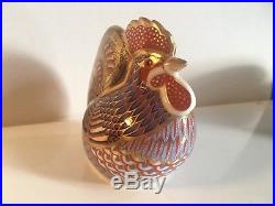 Royal Crown Derby Paperweight Cockerel, Silver Stopper And Boxed