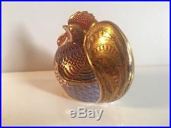 Royal Crown Derby Paperweight Cockerel, Silver Stopper And Boxed
