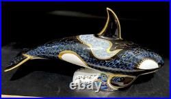 Royal Crown Derby Paperweight FAIR ISLE ORCA MINT Gold Stopper