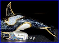 Royal Crown Derby Paperweight FAIR ISLE ORCA MINT Gold Stopper