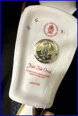 Royal Crown Derby Paperweight FAIR ISLE ORCA MINT Gold Stopper