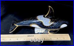 Royal Crown Derby Paperweight FAIR ISLE ORCA MINT Gold Stopper
