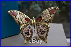 Royal Crown Derby Paperweight Old Imari Solid Gold Band BUTTERFLY 1st Quality