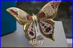 Royal Crown Derby Paperweight Old Imari Solid Gold Band BUTTERFLY 1st Quality