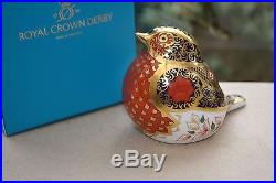 Royal Crown Derby Paperweight Old Imari Solid Gold Band ROBIN (Brand New)