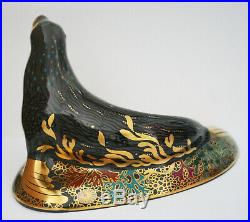 Royal Crown Derby Paperweight Sea Lion 1st Quality Gold Stopper Boxed