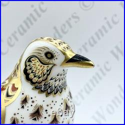 Royal Crown Derby Paperweight Song Thrush Bird 1st Quality Gold Stopper