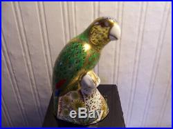 Royal Crown Derby Paperweights, Amazon Green Parrot-mmv Gold Stopper Limited