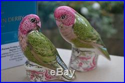 Royal Crown Derby Paperweights Pair Of MAJESTIC LOVEBIRDS L. E 500 1st Quality