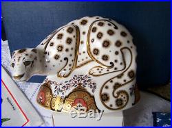 Royal Crown Derby Paperweights, Snow Leopard, Great Condition