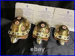 Royal Crown Derby Paperweights, Yorkshire Rose Tortoise Family, Limited Edition