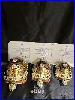 Royal Crown Derby Paperweights, Yorkshire Rose Tortoise Family, Limited Edition