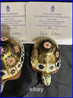 Royal Crown Derby Paperweights, Yorkshire Rose Tortoise Family, Limited Edition