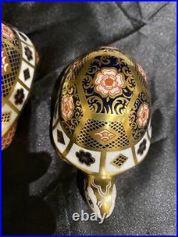 Royal Crown Derby Paperweights, Yorkshire Rose Tortoise Family, Limited Edition