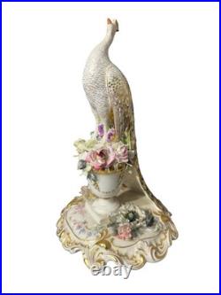 Royal Crown Derby Peacock Figurine 24cm Signed B. Barker Made in England